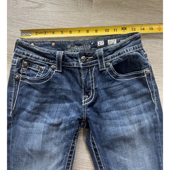 Miss Me Winged Cross Embroidered Pocket Low Rise Skinny Jeans Size 27  (27x31) - Picture 7 of 10